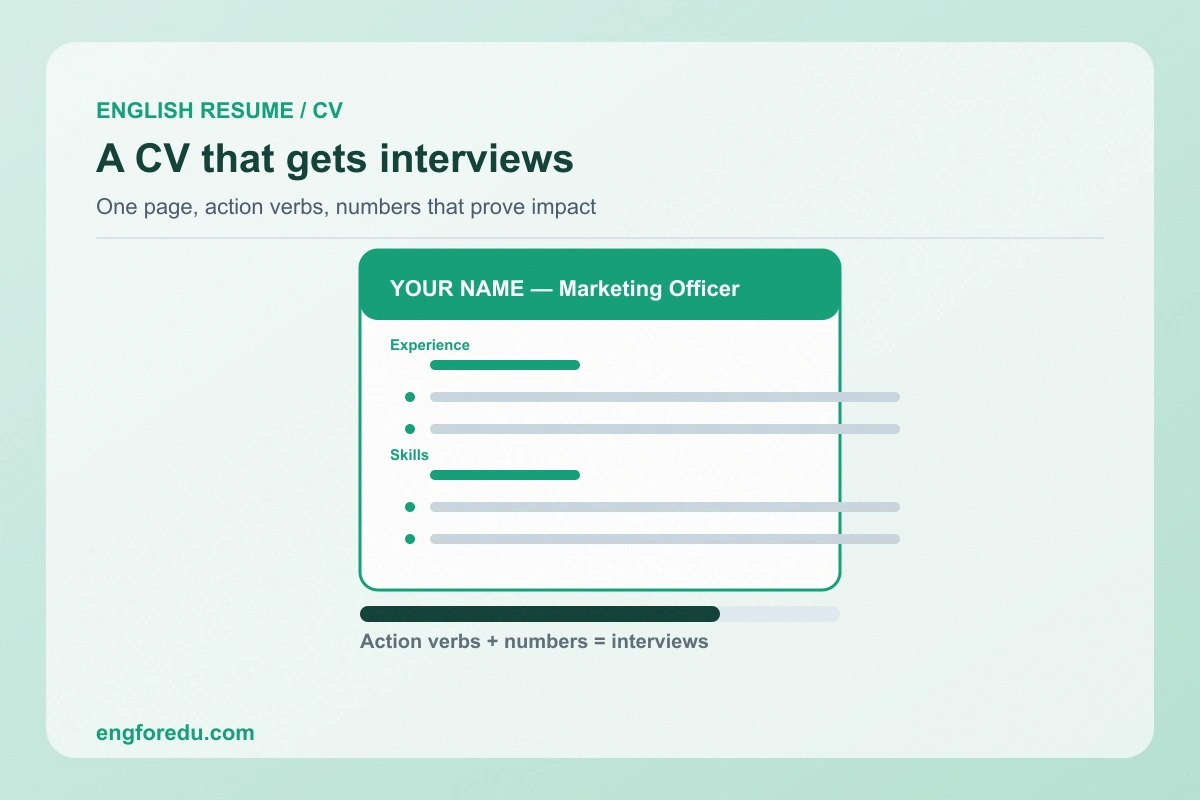 How to write an English resume/CV that gets interviews — visual guide
