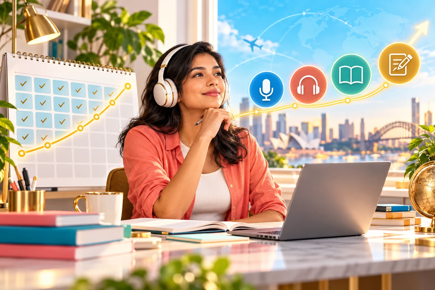 แผนเตรียม PTE Academic 30 วัน พร้อม Practice และ Mock ฟรี — ภาพสรุปแนวคิด