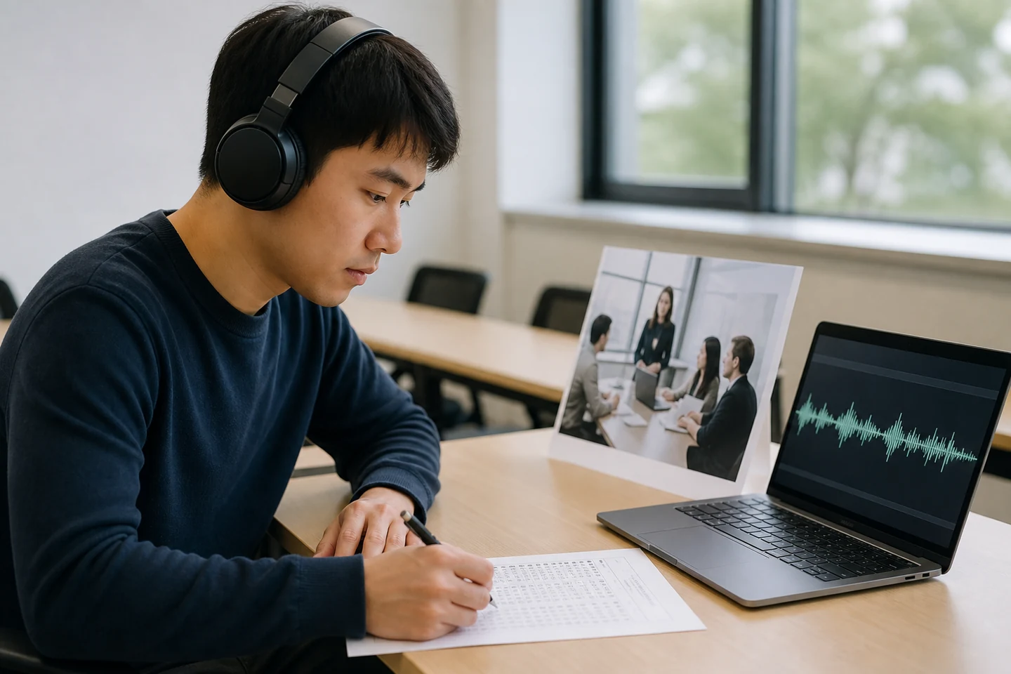 TOEIC Listening (Parts 1–4): strategy for a higher score — illustrated English exam study guide