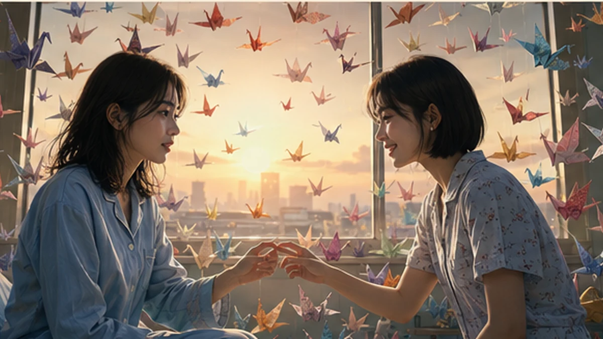 Paper Cranes — Yuri romance interactive English story cover