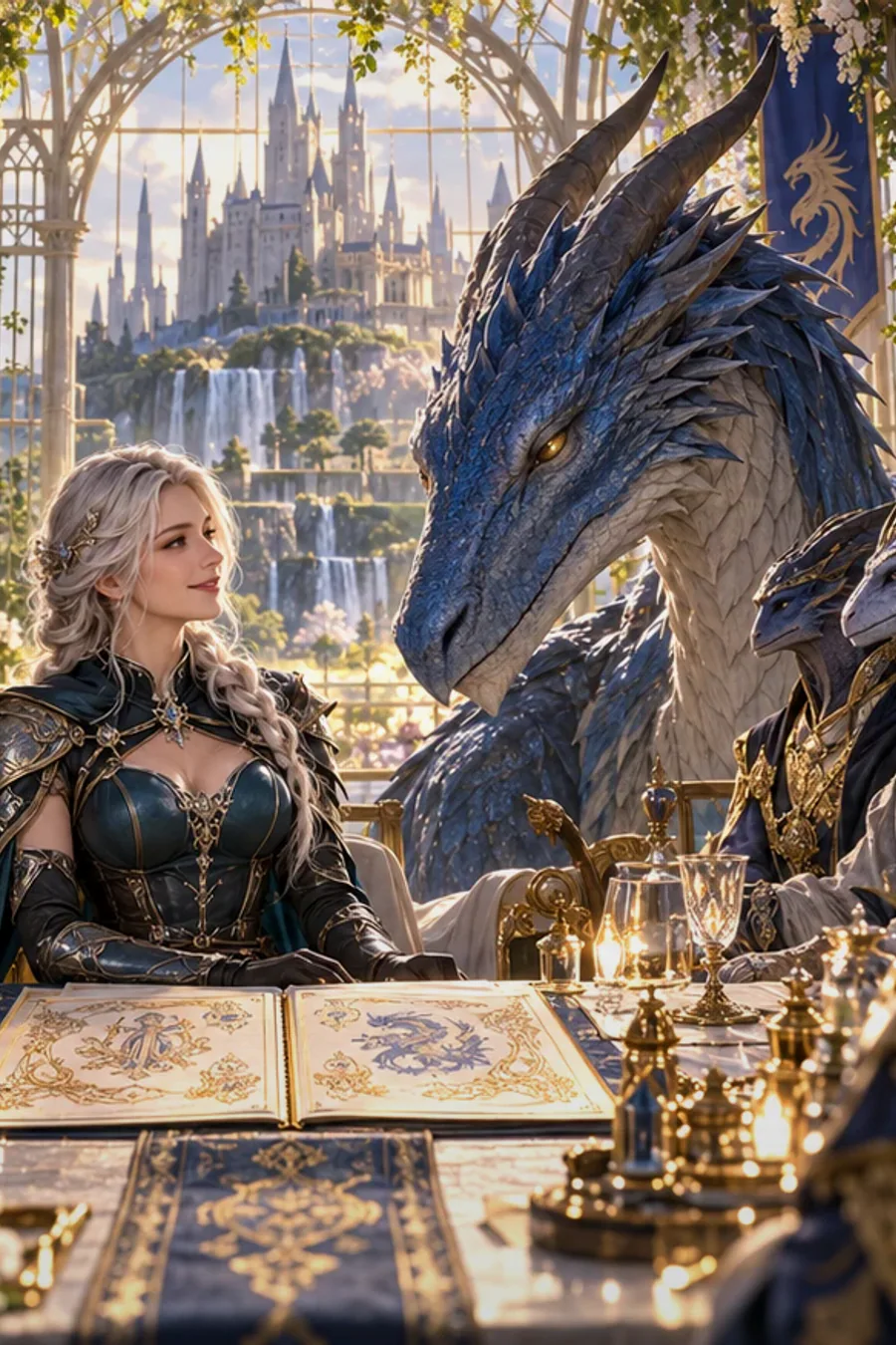 Medicine before questions: The dragon's wing is burned by royal fire. The village healer has medicine, but the captain wants the dragon chained first.