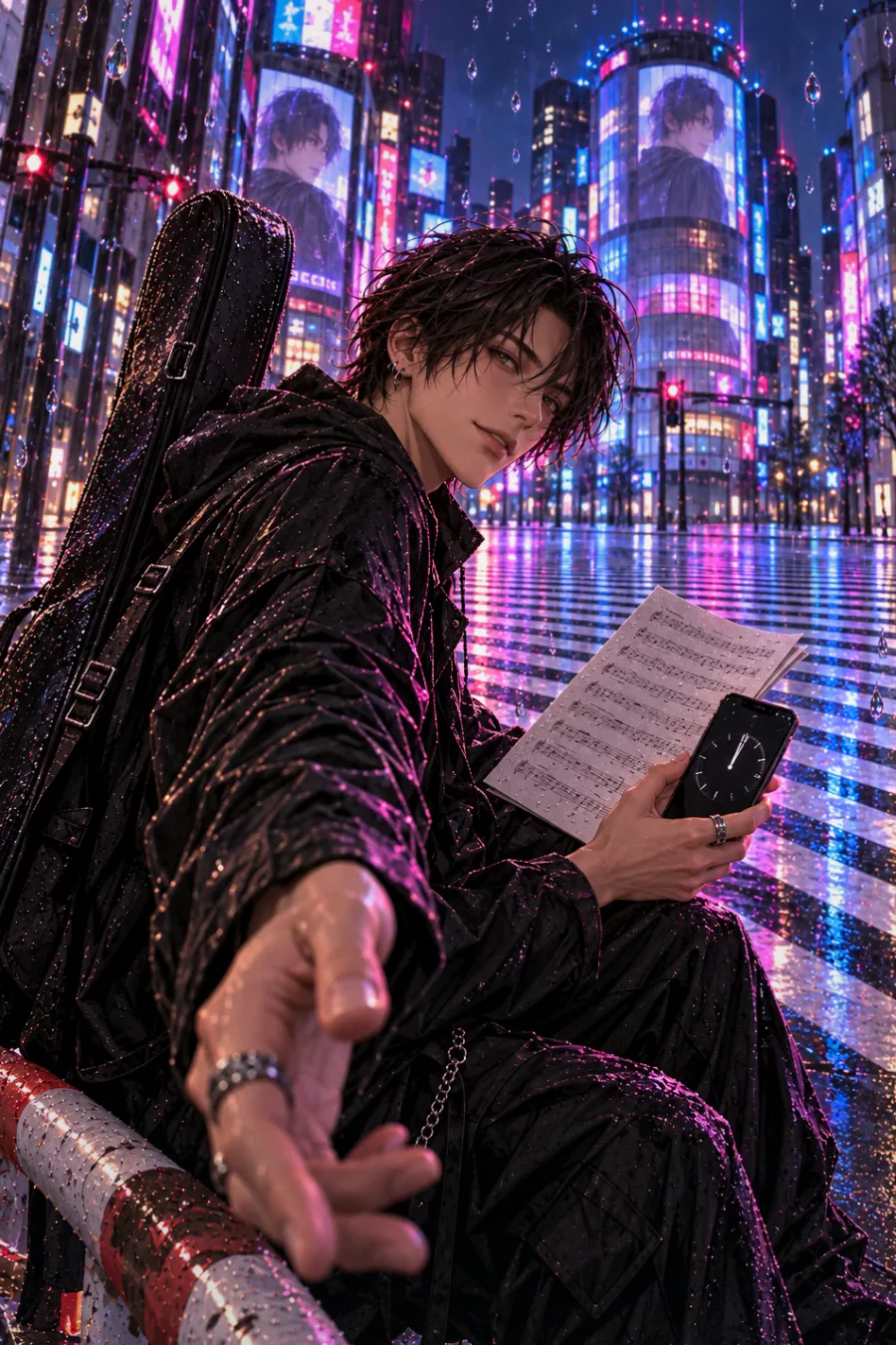 Seven versions of one song: Akira's recordings differ by one missing note. Every change occurs after the venue cancels his midnight performance.