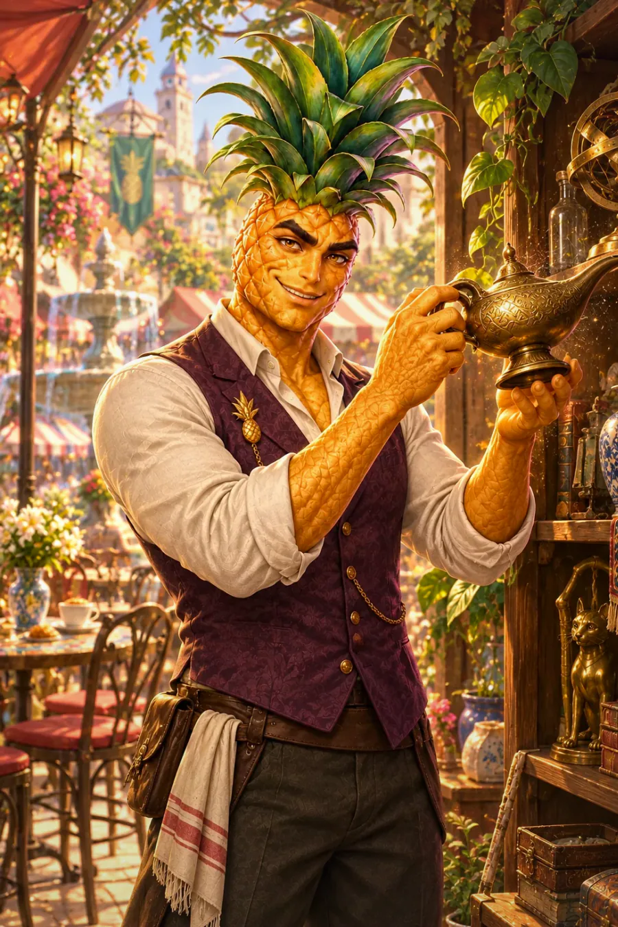 Your first wish: The genie folds its great arms and waits for your very first wish. Pip holds their breath beside you. You can feel that a kind wish would warm many hearts, while a clever wish could bring you lasting wisdom. Both are good, so speak the one you mean.
