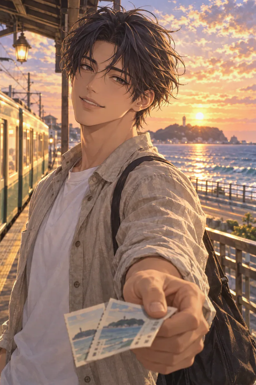 A train removed from the timetable: The silver watch in the reflection shows 11:47. Riku finds a deleted 11:47 service in an old paper timetable.