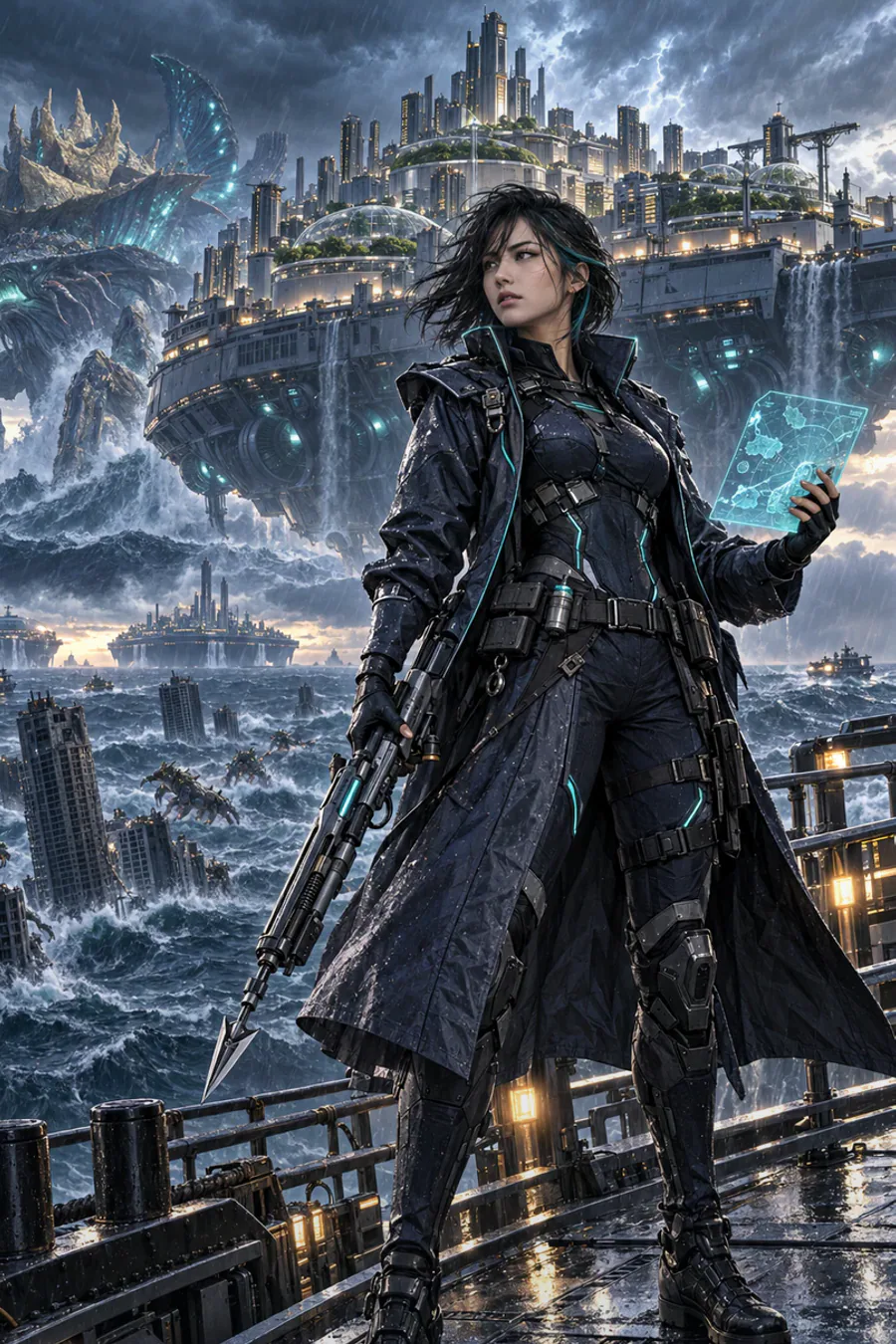 The council that cannot share a clock: Nami opens a conference with Haedong and Columbia. Each captain believes the Leviathan will arrive at a different time. A sonar contact reported as current by one ship is already eleven minutes old on another.