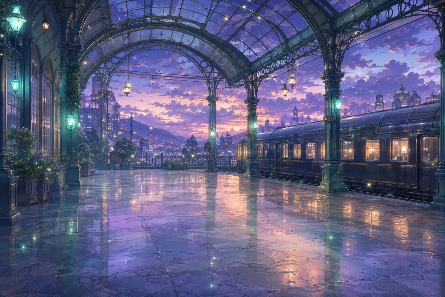 A storybook train station in the world of Pine Speak