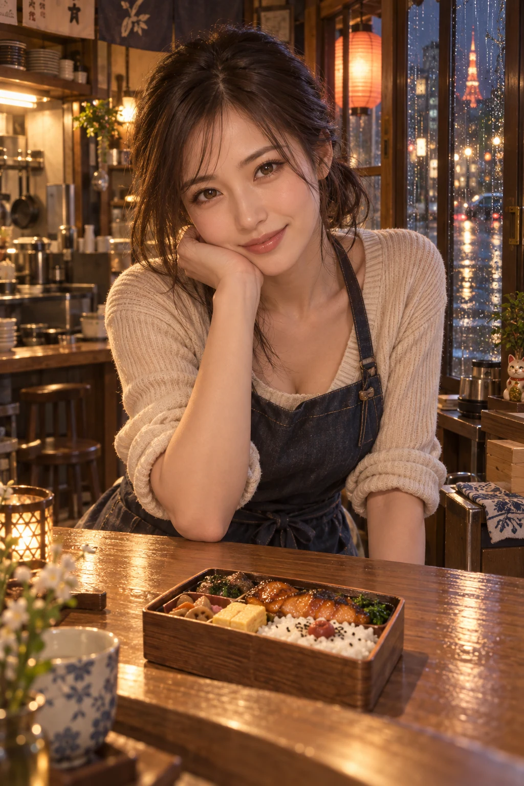 Yuna, a charismatic adult manga artist, sketches a confession panel inside her rain-lit Tokyo studio