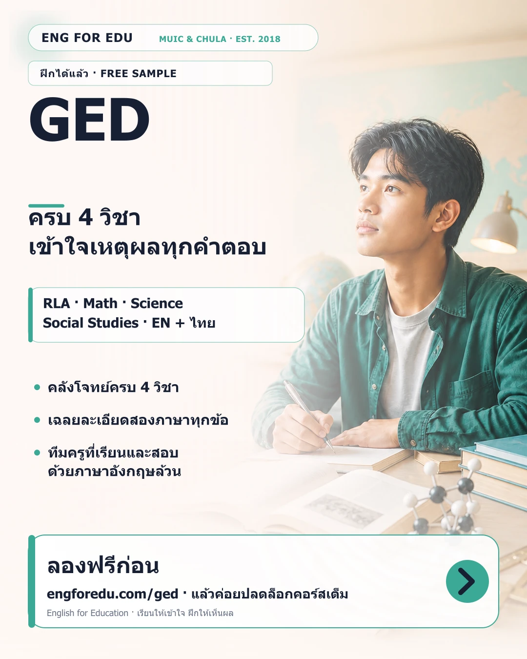 GED course poster by English for Education